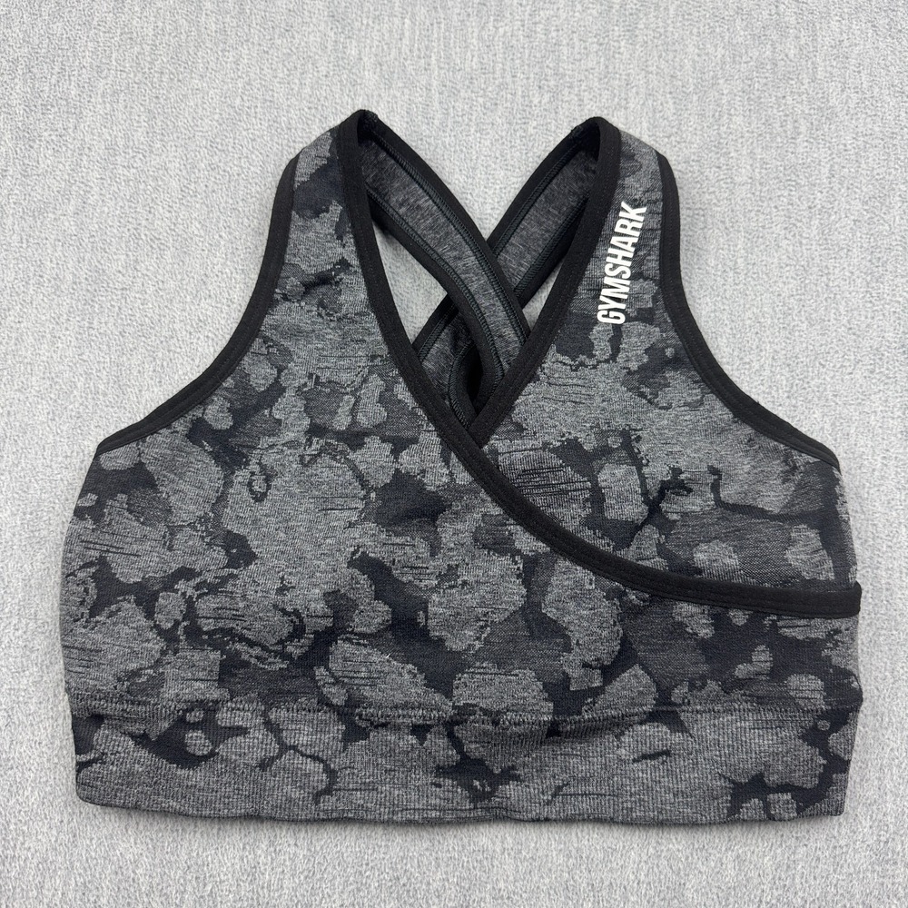 Gymshark Sports Bra Womens Small Gray Adapt Camo Seamless Yoga‎ Gym Workout Top